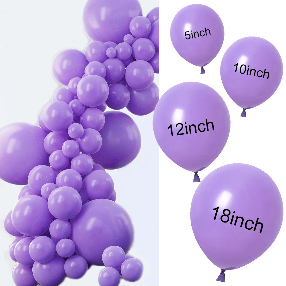 

100Pcs Lilac Balloons Garland Light Purple Lavender Latex Balloons Wedding Birthday Bridal Shower Anniversary Party Decorations