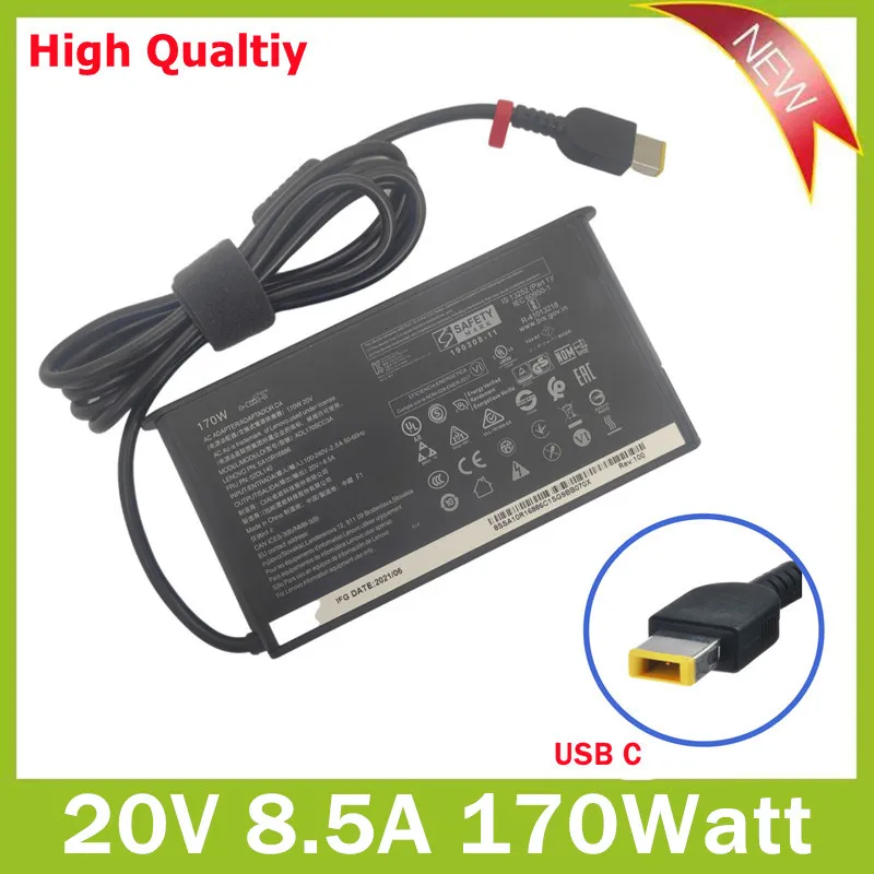 Genuine 20V 8.5A USB C 170W ADL170SLC3A AC Adapter Charger for Lenovo LEGION 5 T440P P50 P51 W541 Y920 Y7000P-1060 Power Supply