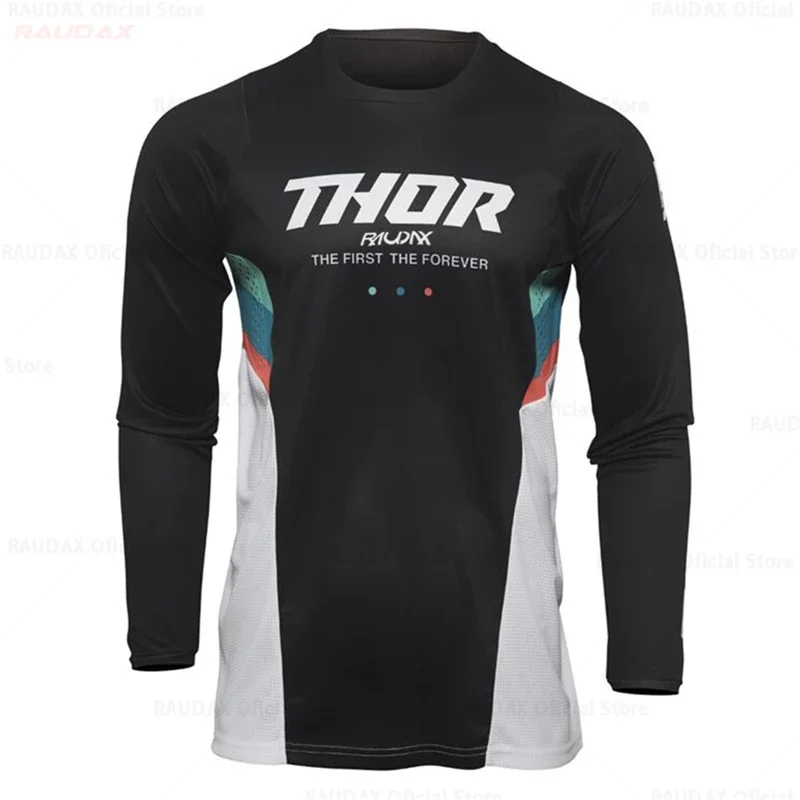 Thor Raudax Mx Multicolor Cool Cycling Jersey Motocross Cycling Off Road Dirt Bike Riding MTB DH Men's Racing Long Sleeve Shirts