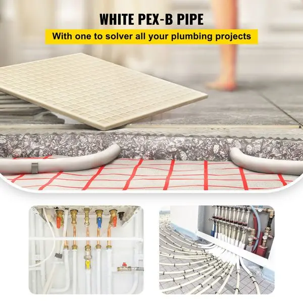 Tubo VEVOR PEX, tubo PEX de 1 pulgada x 500 pies, tubo de PEX-B blanco de barrera sin oxígeno, línea de agua PEX Flexible para manguera de alcantarillado RV, ciruela