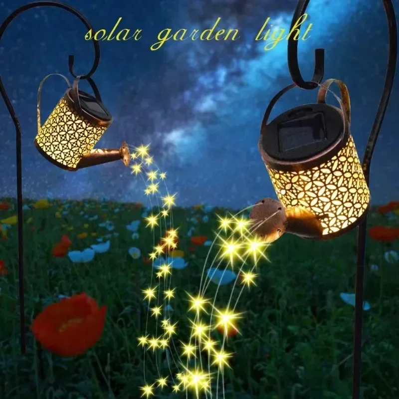 Hot 1pc Solar Watering Can with Lights Outdoor Solar Garden Lights Decro Solar Lights Waterproof Hanging Lantern for Yard Patio