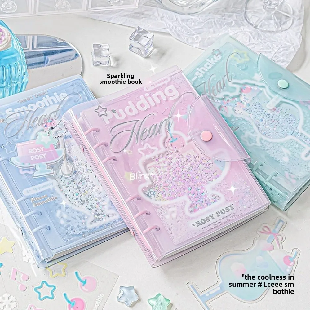 Diary Book Portable 6 Binder Ring Notebook Frosty Series Button Design PVC Notebook Exquisite Diary Book Daily Planning