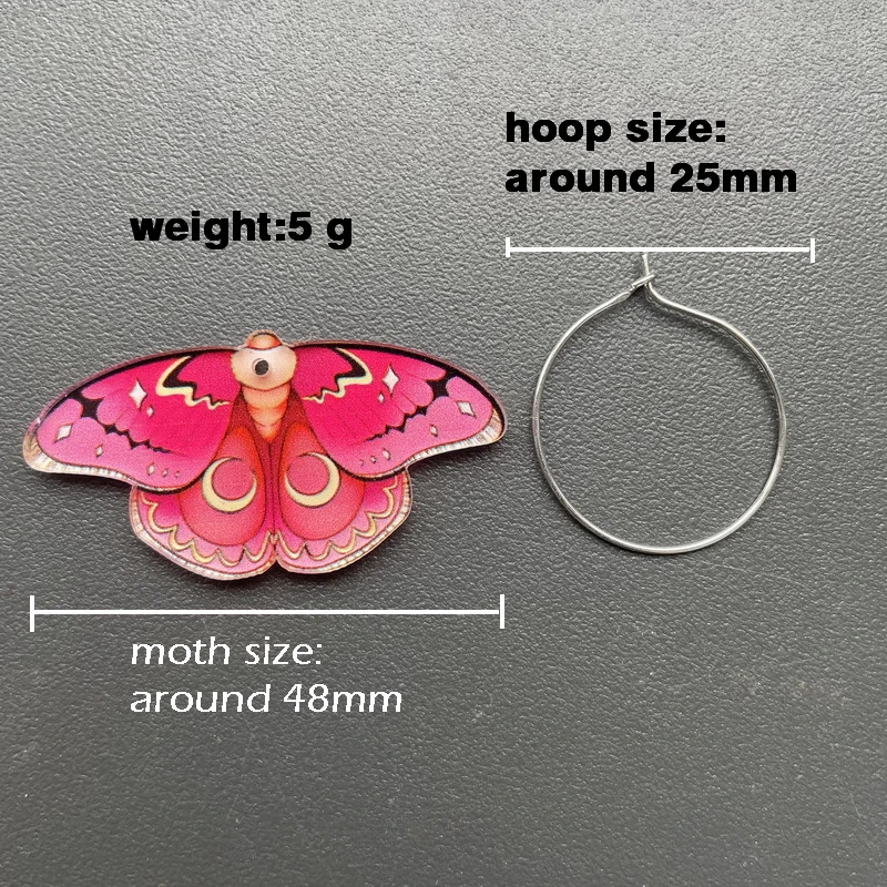 Colorful Butterfly Moth Unusual Acrylic Green Butterfly Wings for Women Girls Funny Statement Vintage Earring Jewelry Diy Making