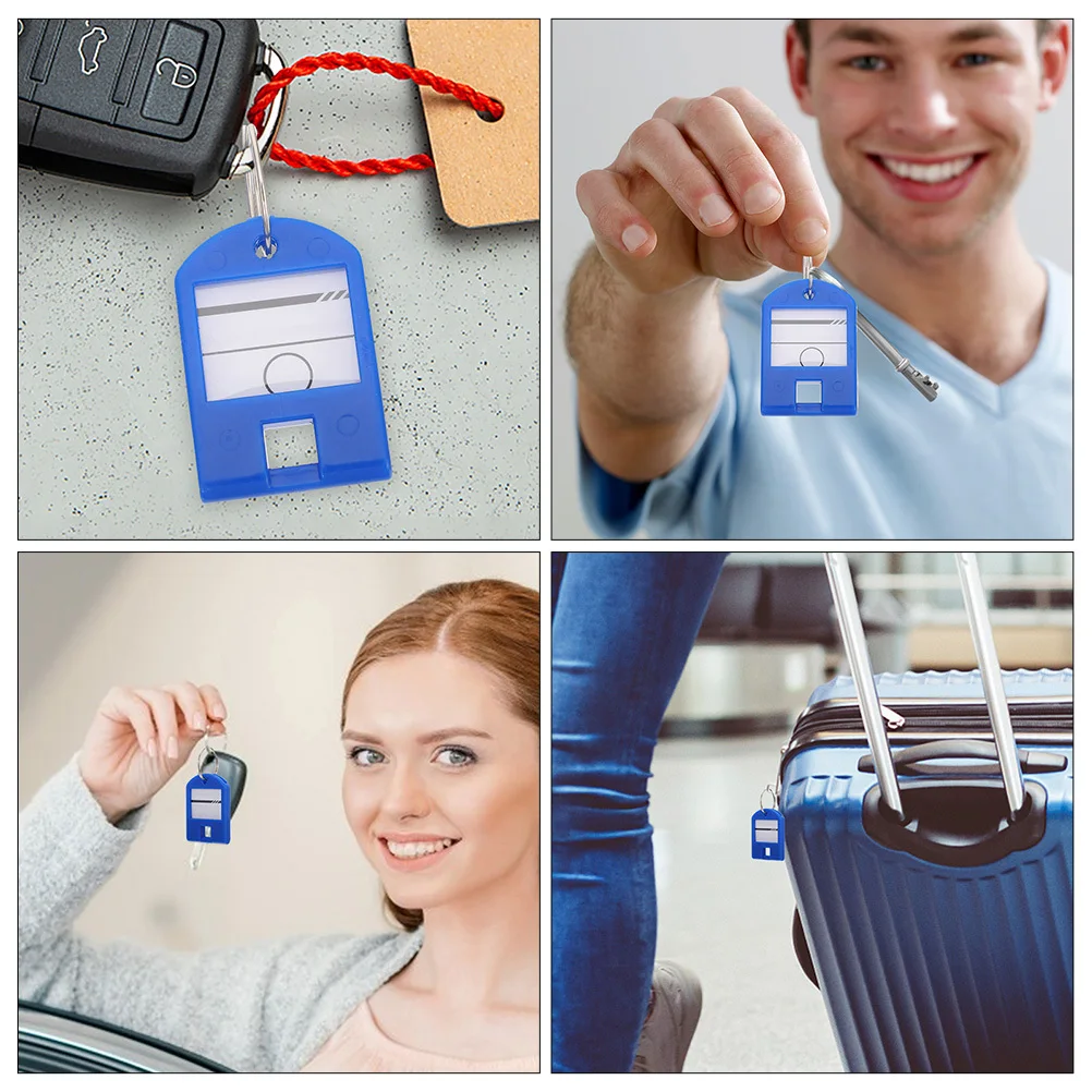 35 قطعة من علامات الملصقات الرئيسية ملصقات سلسلة المفاتيح البلاستيكية مع أغطية بيضاء قابلة للكتابة علامات تصنيف المفاتيح المتينة لتنظيم المفاتيح