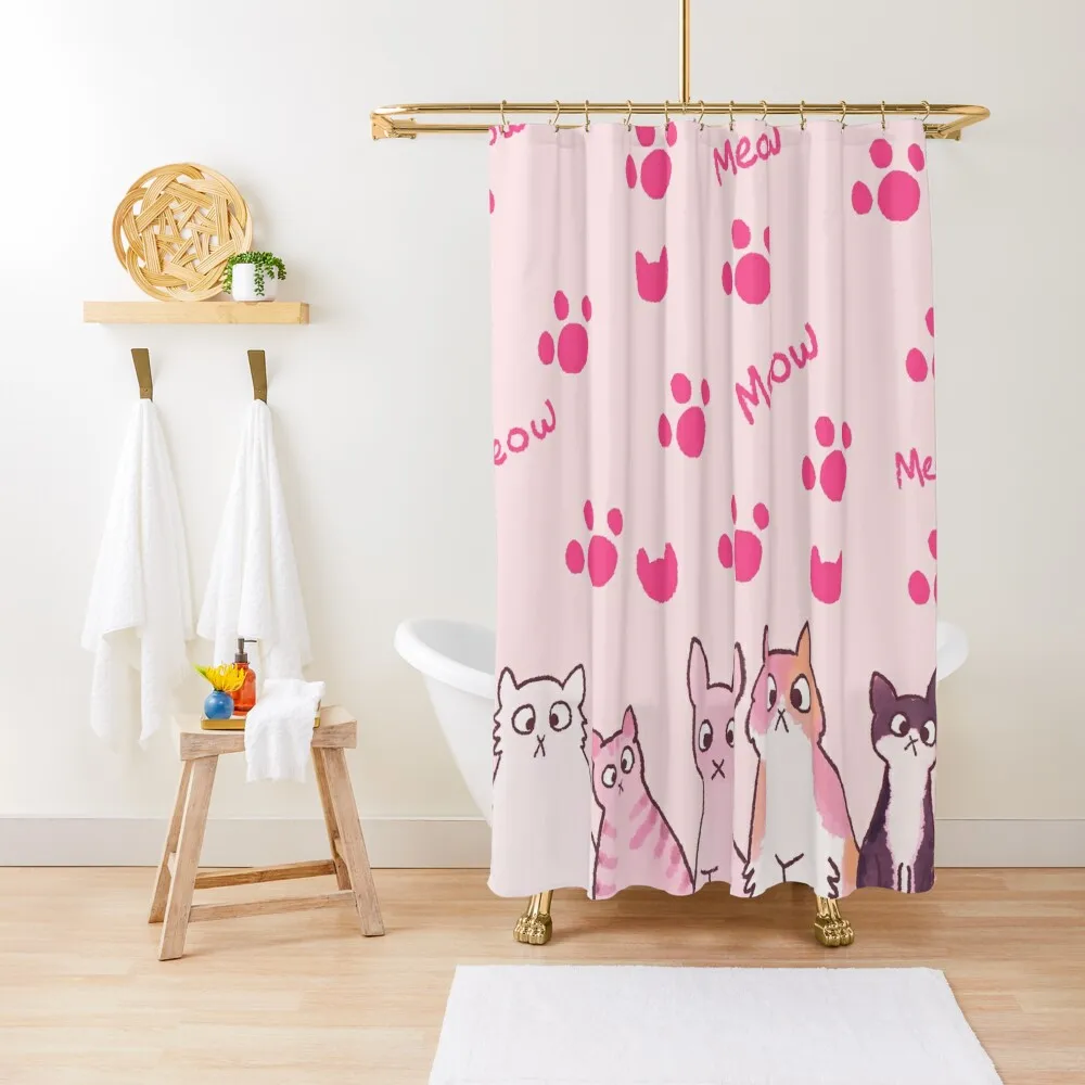 

Cat Curtain- Rose Shower Curtain Modern Accessory Bathrooms Anime Shower Shower Waterproof Anti-Mold Waterproof Curtain
