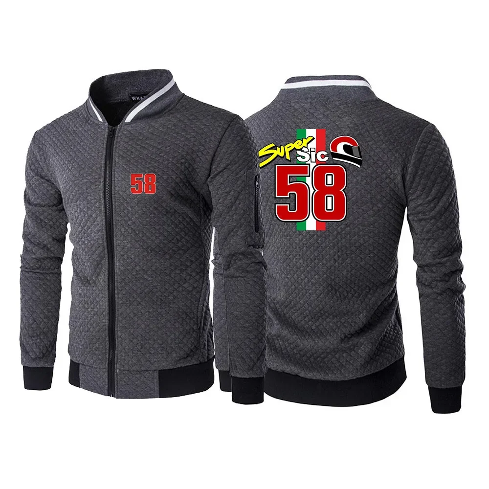 58 Super Sic Marco Simoncelli New Men Spring Autumn Printing Casual Fashion Simple Hot Sale Six-color Zipper Round Neck Coat Top