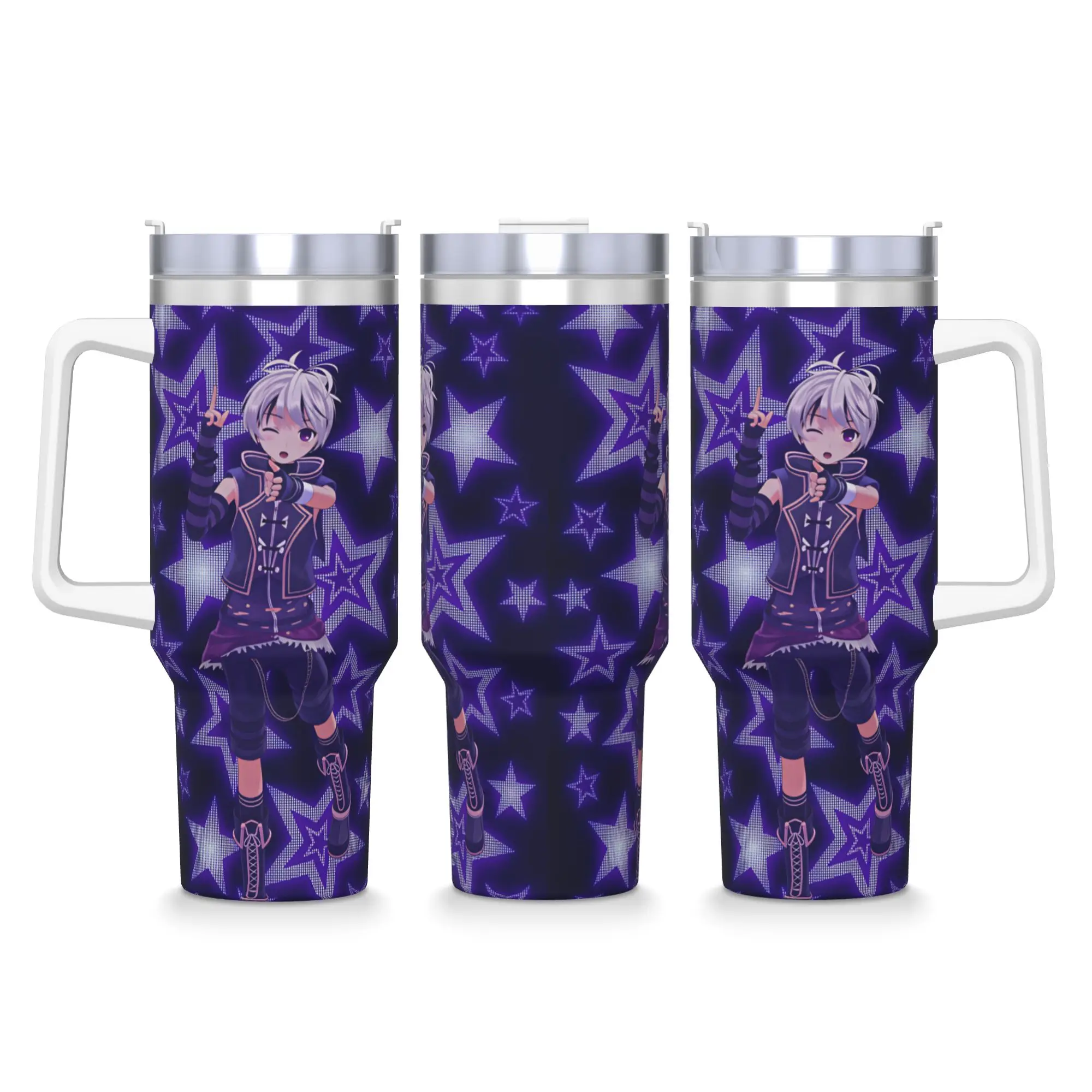 Anime VFlower Tumbler  Cold and Hot Water Bottle Portable Stainless Steel Coffee Mug Graphic Travel Mugs Cup