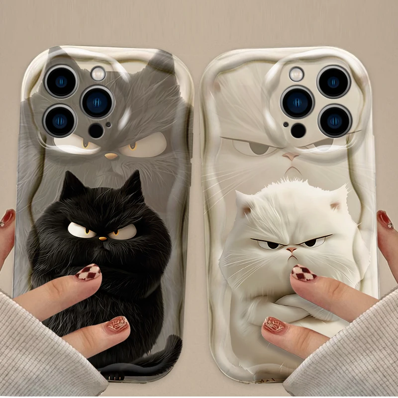 Orange Black White Cat Lovely Expression Phone Case for IPhone 16 15 14 13 12 11 Pro Max Plus 16E XR XS X 7 8 Shockproof Cover