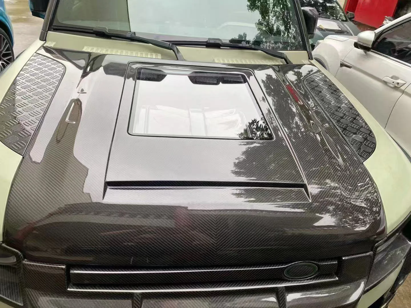Mecha Style Engine Hood Cover for  Defender, Car Exterior Accessories, ABS Grille Guard Trim