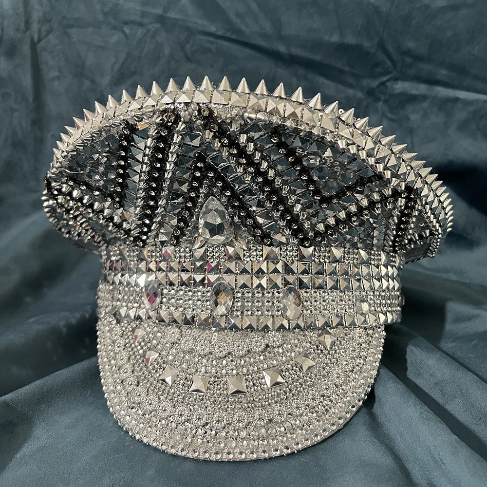 Sombrero de novia para hombre y mujer, gorro de lentejuelas para Festival DE Mucis, sombreros de capitán militar, gorra Steampunk