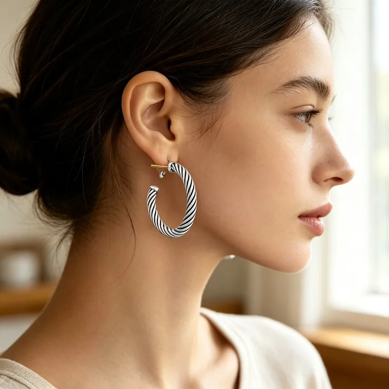 Twisted Cable Hoop Earrings — product information 2