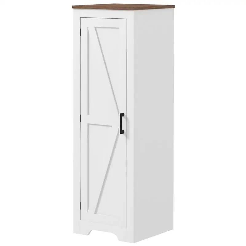 

Farmhouse Accent Cabinet with Adjustable Shelf Barn Door Storage Cabinet for Living Room Floor Pantry Cabinet, White