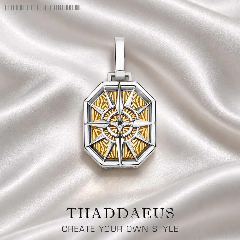 Pendant Life Compass Gold Winter Brand New Fine Jewelry 925 Sterling Silver Dog Tag Gift For Women Men