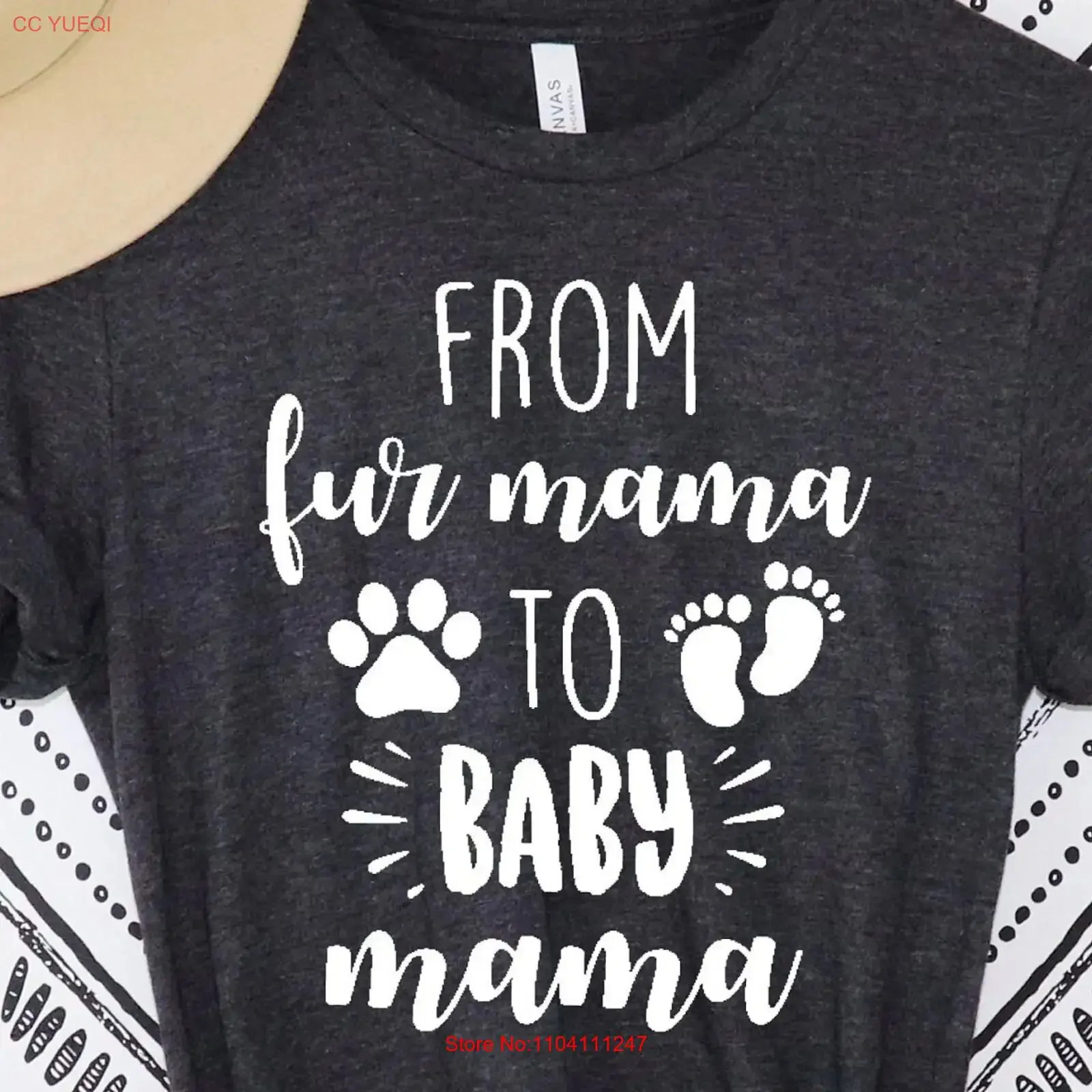 From Fur Mama To Baby T Shirt Pregnancy Announcement New Mom s for Expecting Human Reveal vintage Washed Casual Slightly homme