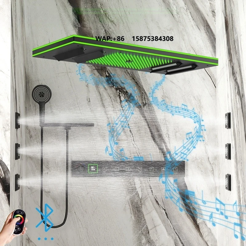 7 Modes Smart LED Huge Ceiling Shower In-Wall Mount Bathroom Shower Set With Music