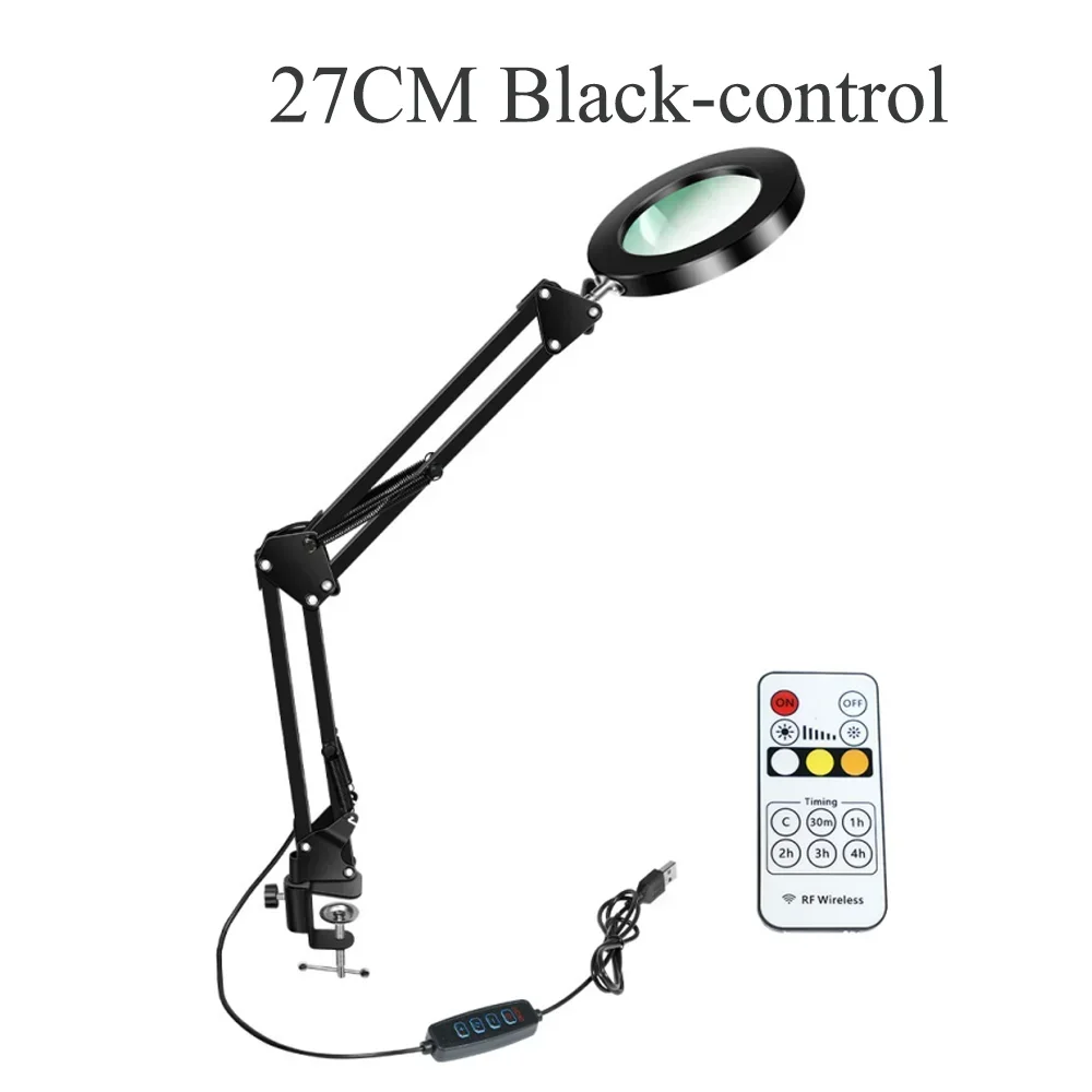 Vergrößerungsglas mit 72 LEDs, 10-fache Vergrößerung, USB, 3 Farben LED-Beleuchtung, NEU für Lötkolben-Reparatur/Tischlampe/Hautpflege – Detail 23