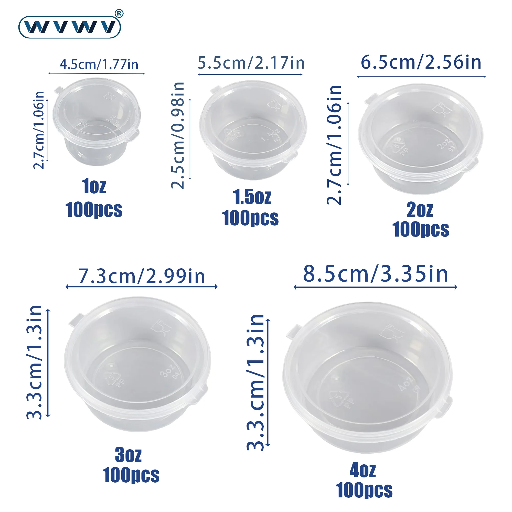 100er-Pack auslaufsichere Mini-Behälter aus Kunststoff mit Klappdeckeln, geeignet für die Aufbewahrung von Ketchup, Salatdressing, Milchshakes, für Camping im Freien, Feiertagspartys, Familientreffen und können auch zu – Detail 1
