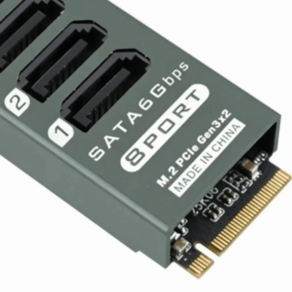 8 Port SATA Expansion Card 16Gbps Interface PCIe 3.0 x2 PCIe SATA Converter ASM1166 Chip M.2 to SATA Adapter