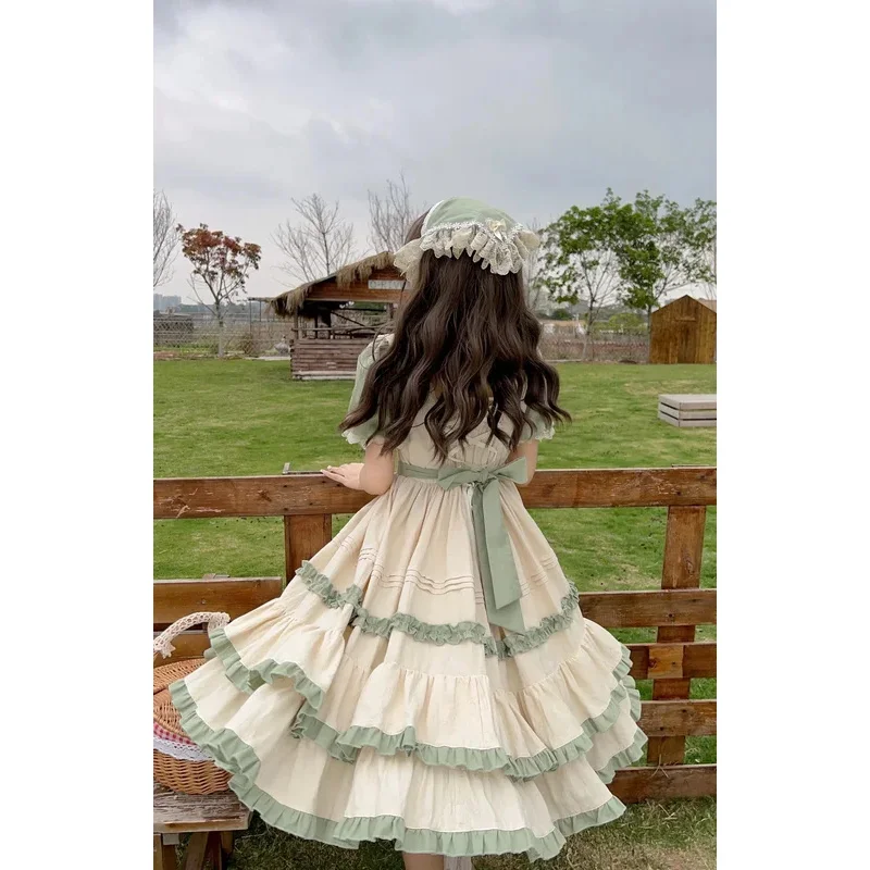 2023 frühling sommer japanischen stil vintage pastoralen auf kurzarm kleid mädchen lolita vestidos vintage prinzessin tee party lolita