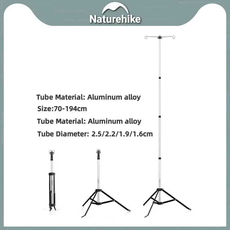 Naturehike Aluminum Alloy Lamp Stand Telescopic Outdoor Portable Tour Folding Campsite Light Poles Three Leg Camping Light Stand