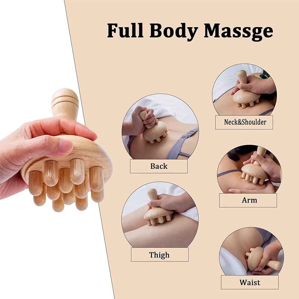 1PC Wood Therapy Mushroom Massage Tools,Wooden Mushroom Massager,Anti Cellulite Lymphatic Therapy Massage Cup Tools for All Body