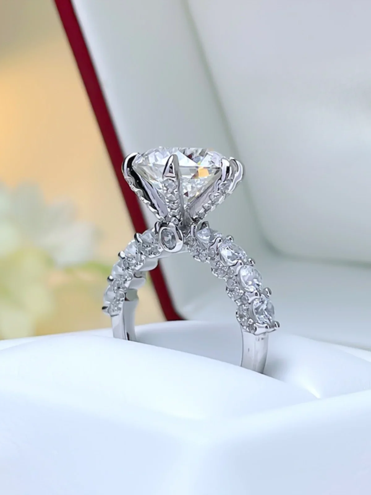 

Super Brilliant Aurora Fireworks Ring with Extra Large Diamond Explosion Flash Wedding Ring 925 Silver