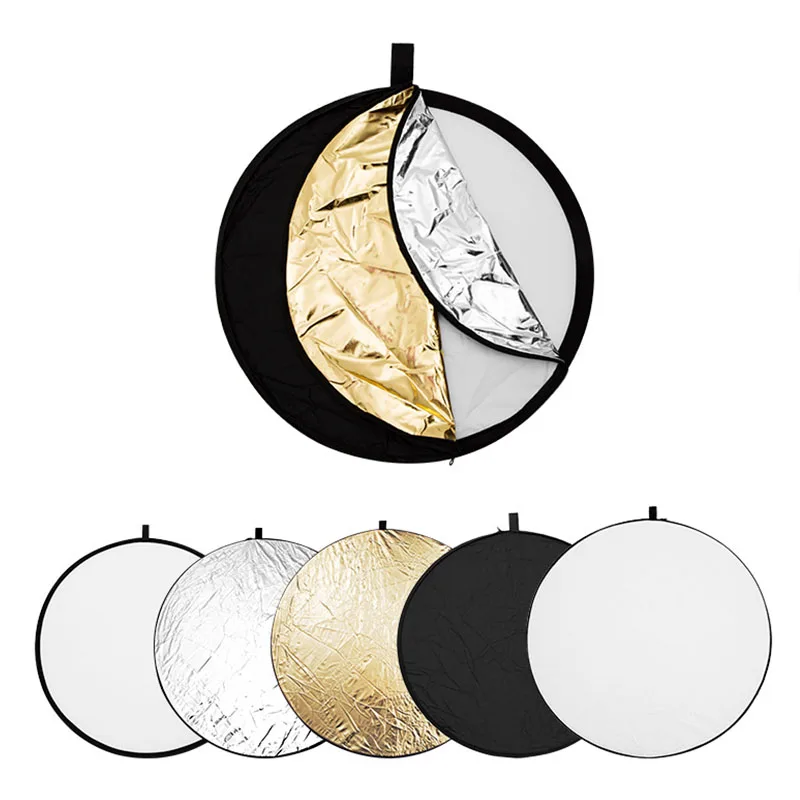 5 in 1 Round Reflectors Collapsible Photography Fill Light Batter Diffuser Accessories Multi-Disc Outdoor Photos Backdrops Props