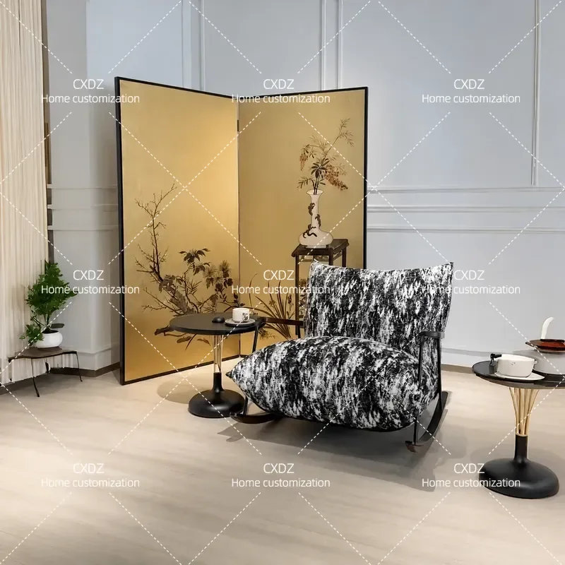 Custom Medieval Hand Painted Gold Foil Screen Japanese Silver Foil Painting Folding Partition for Living Room Bedroom