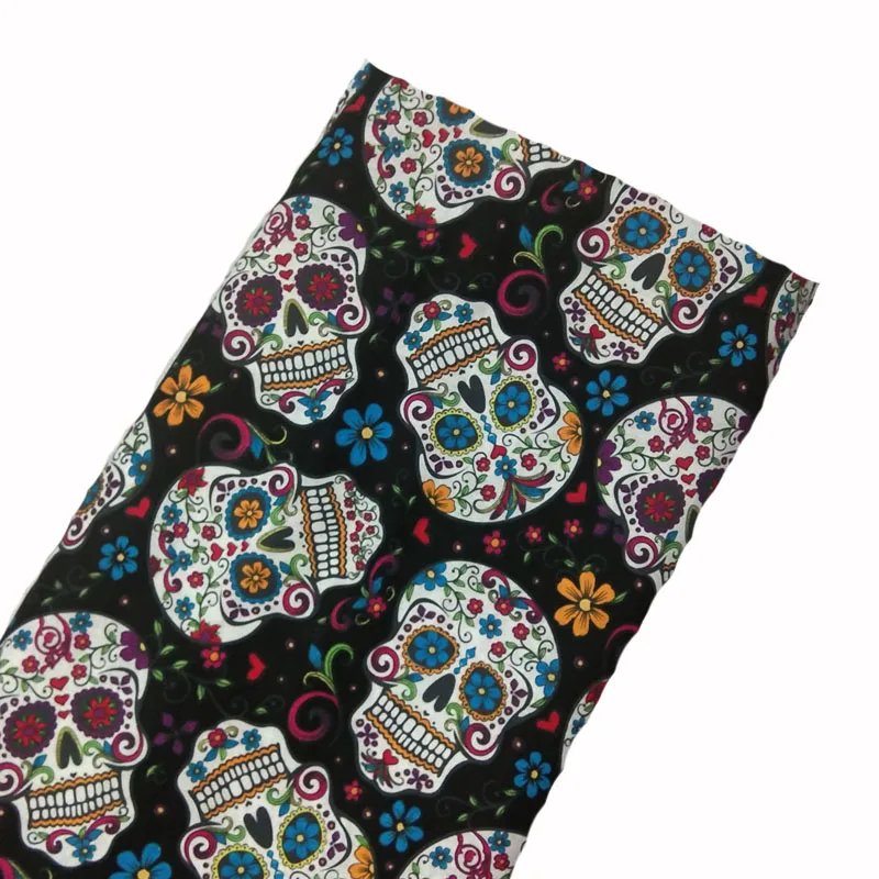 Sales! Viaphil 100% Cotton Vintage Various Flower Skull Series Printed  Cotton Fabric Sewing Cloth Dress Textile Tissue