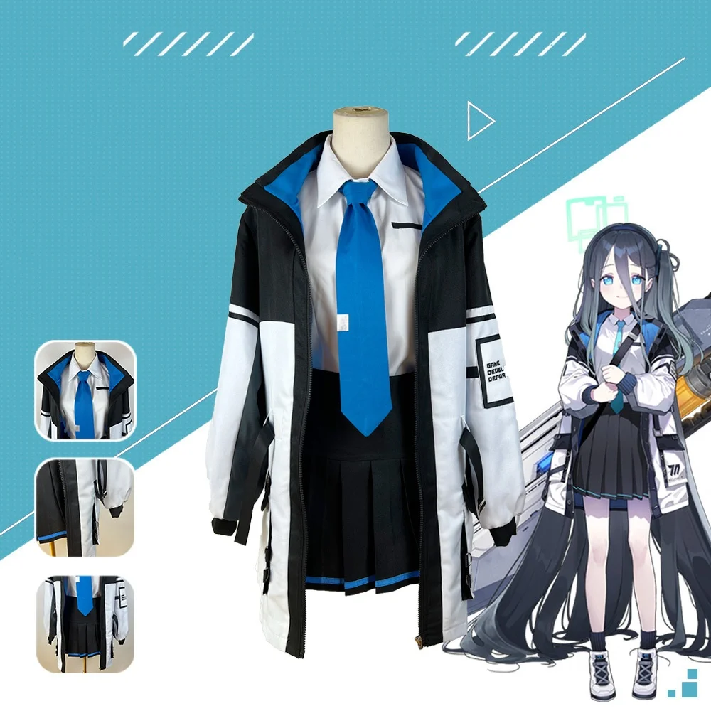 Azure cosplay costume, anime game style women's campus uniform set, including jacket, shirt, tie, and skirt, suitable for Hallow view 3
