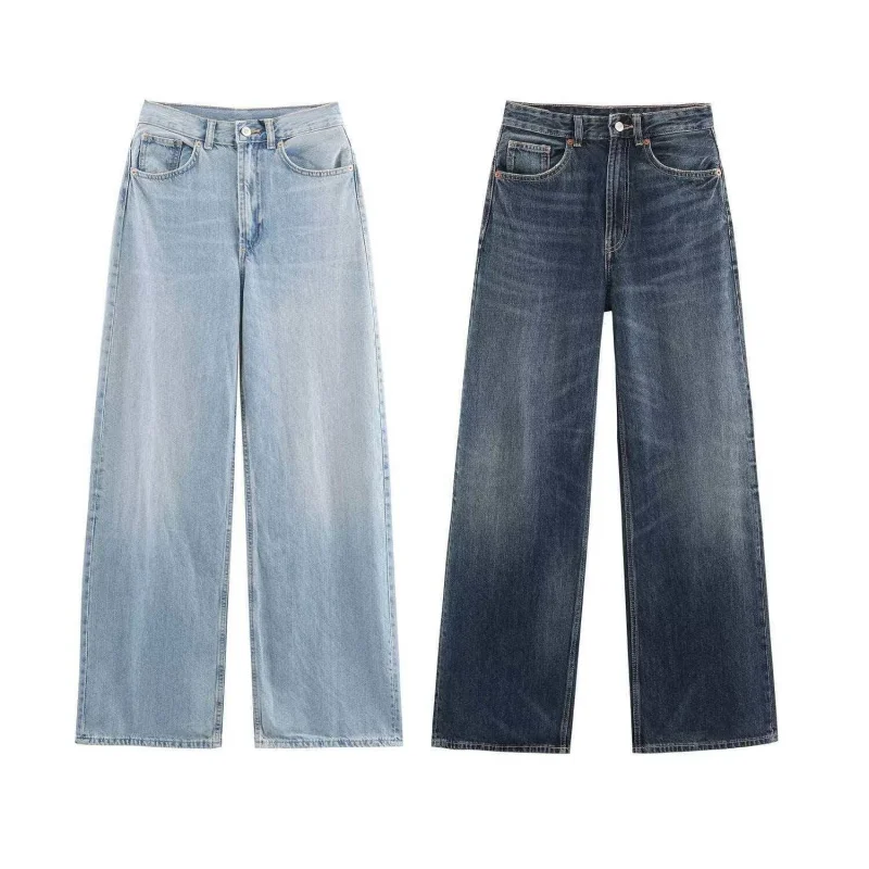 

ZACross-border European and American foreign trade women's clothing, popular on AliExpress, autumn vintage two-tone gradient wid