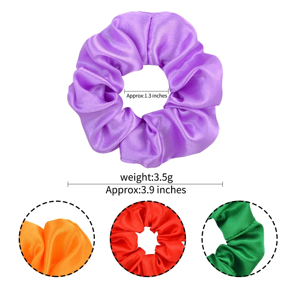 3.9Inches Women Multicolor Silk Scrunchie Elastic Handmade Hair Band Ponytail Holder Adult Hairband Headband Hair Accessories - 6