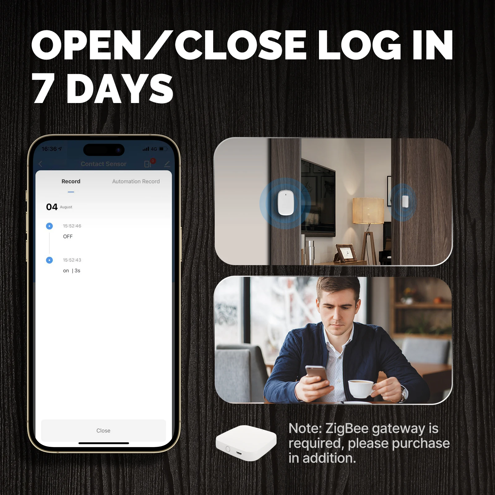 MOES Sensore Porta E Finestra ZigBee (3 Pezzi) – Richiede Gateway, Compatibile Con Tuya/Smart Life, Allarme Casa