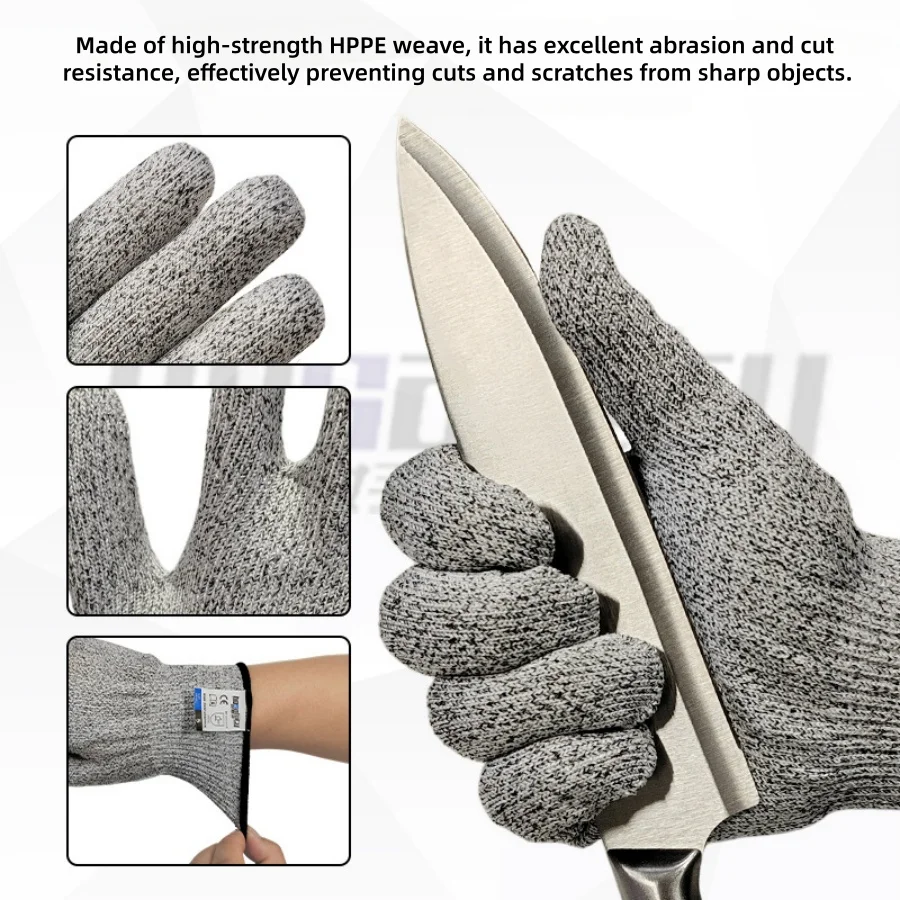 Cut Resistant Work Gloves Level 5 Touchscreen Gloves for Meat Cutting Fish Cleaning Anti Slip HPPE Protective Gloves Food Safe
