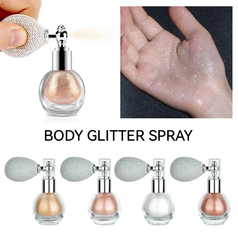 Markeerstift Poeder Spray 4 Kleuren Hoogglans Glitter Poeder Spray Shimmer Sparkle Poeder Make-Up Face Body Glitter Markeerstift