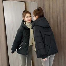 2024 New Winter Waterproof Windbreaker Puffer Jacket Women Hooded Black Snow Parka Short Cotton Padded Jacket Female Outwear