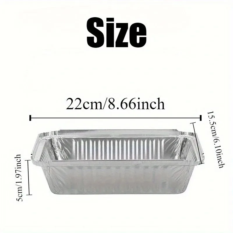 40/50/60Pcs Aluminum Foil Containers With Lids Rectangular Disposable BBQ Trays Oven Safe For Baking Barbecue Kitchen Cooking
