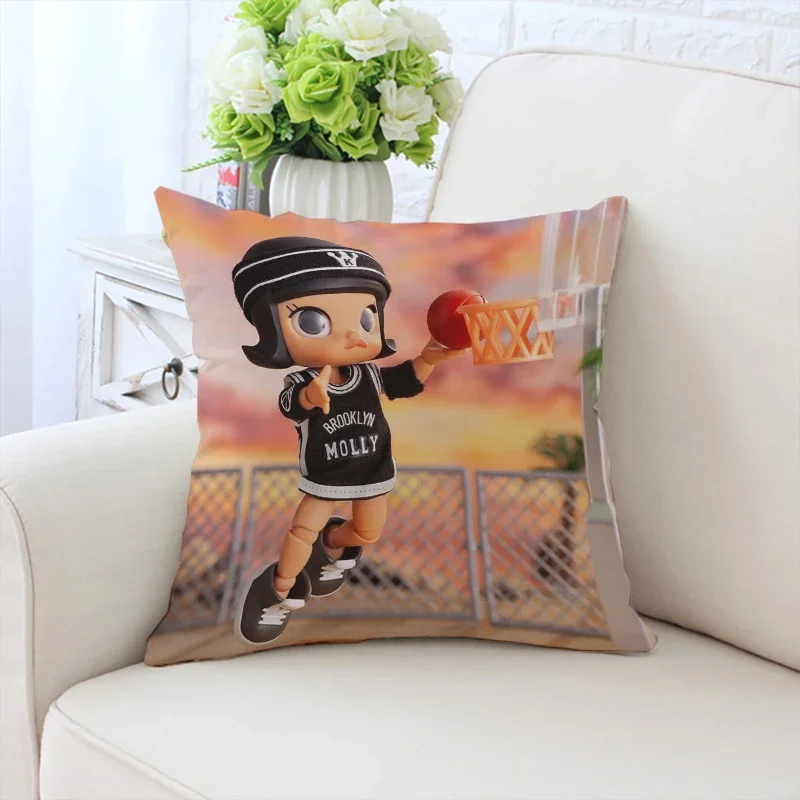 P-Pop Mart Molly printed pillowcase sofa cushion cover chair waist cushion children's bedside cushion cover 40x40cm