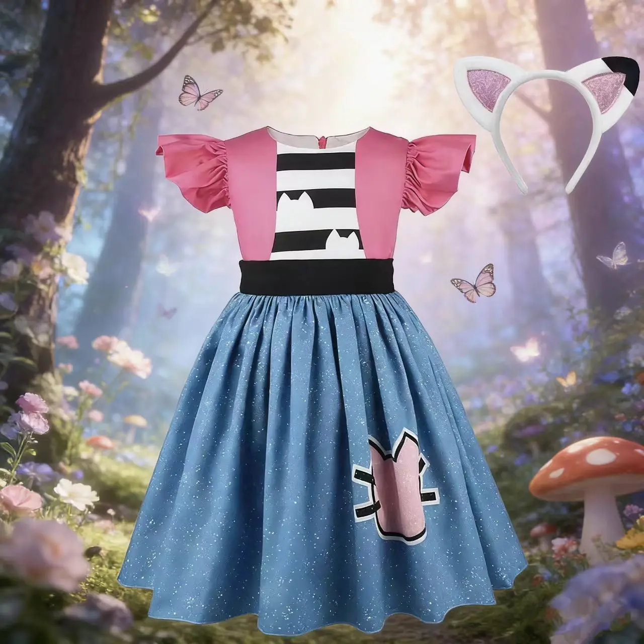 Modische Katzenohren, gestreift, süße Puppe, Rollenspiel, Gabby-Puppenkleid, Mädchen-Geburtstagsfeier, Festival, Feier, Prinzessin