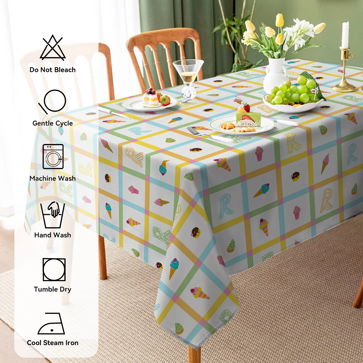 Holiday Cake Food Waterproof Party Tablecloth Rectangle for Birthday Restaurant Wedding  Decoration Kitchen Living Room Decor