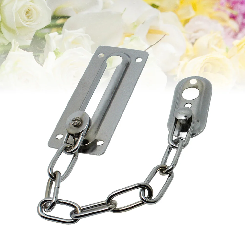 قفل سلسلة مزلاج أمان حديدي لحماية باب خزانة الغرفة المنزلية، تصميم فجوة التهوية المضادة للتهوية، سلسلة باب فضية