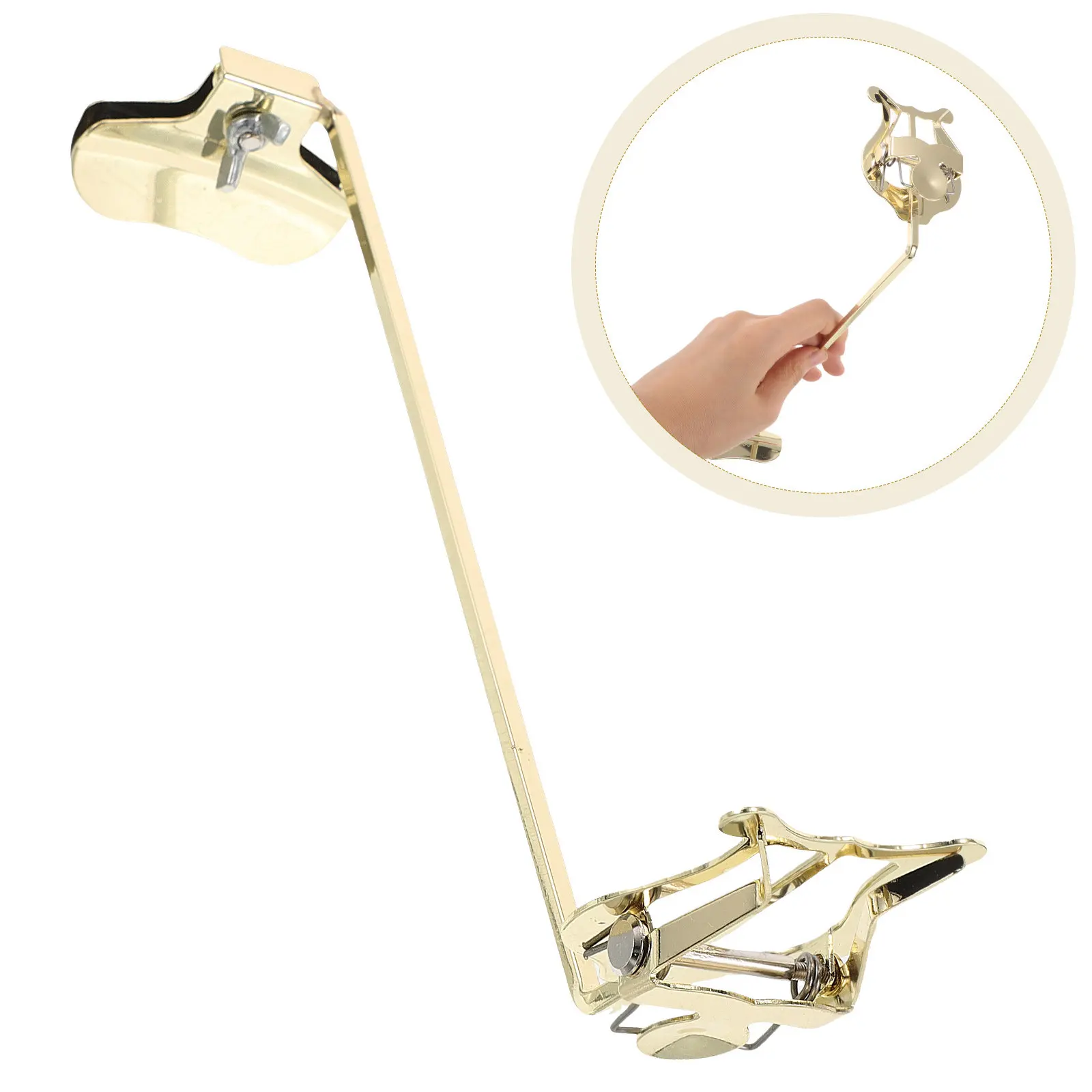 Alto Saxophone Lyre Sheet Music Holder Golden Strong Clamp for Soprano Saxophone Marching Performance Sax Music Sheet Holder