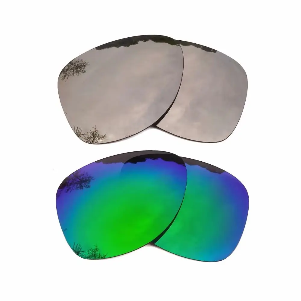 Silver Mirrored & Green Mirrored Polarized Replacement Lenses for-Oakley Crosshair 2012 Frame 100% UVA & UVB
