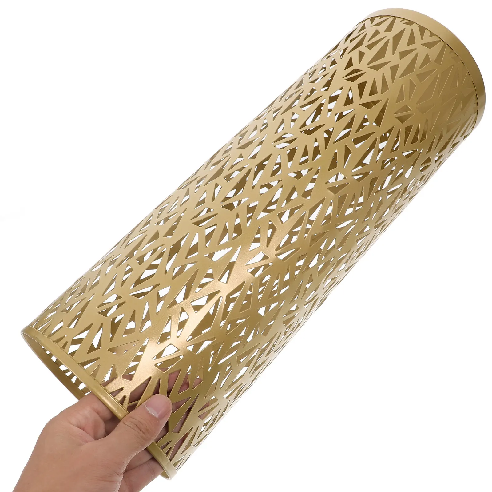 Metal Umbrella Stand Round Shape Hollow Out Gold Freestanding Organizer Bin Indoor Entryway Umbrella Storage Rack Stylish