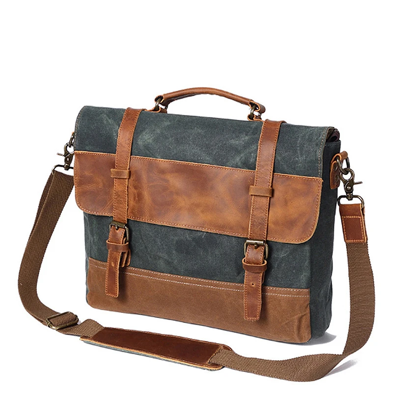 Bolso de hombro de lona para hombre, maletín para ordenador portátil