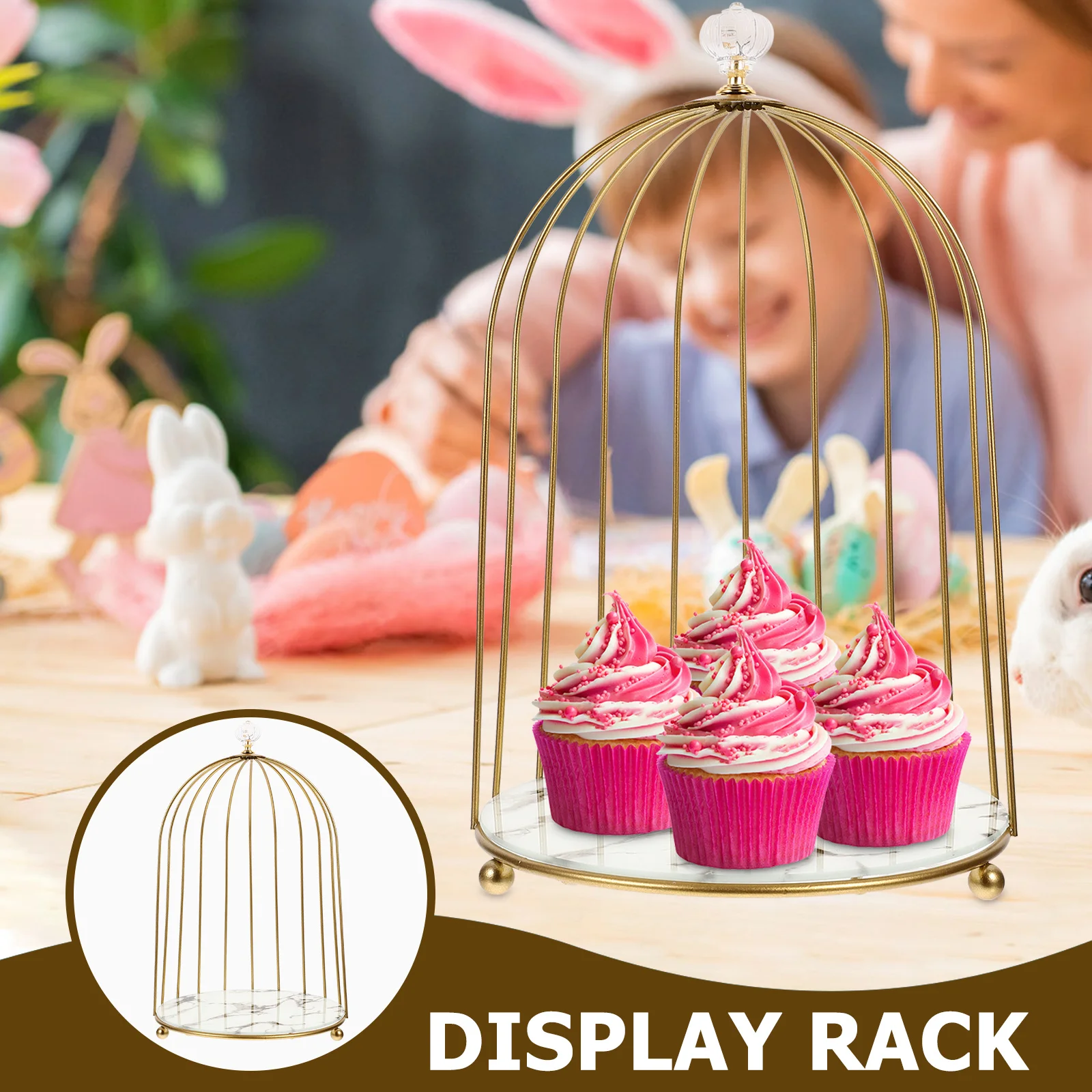

Premium Cage Shaped Holder Multi Functional Display Rack for Makeup Skincare Lipstick Perfume Cake Dessert