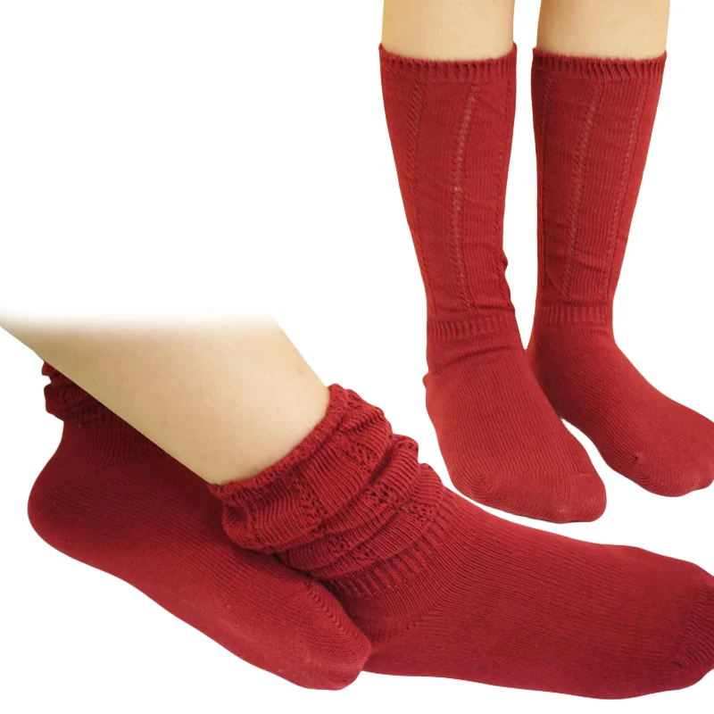 Spring Autumn Children Hollow Knitting Loose Cotton Slouch Socks Kids Boy Girl Mid-Calf Solid Color Children\'s Leg Warmer