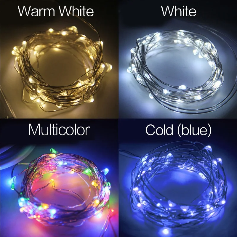 Guirnalda de luces LED USB para decoración de Navidad, luces de hadas con purpurina para árbol de Navidad, fiesta, boda, casa, 2 M, 5 M, 10 M, 20M