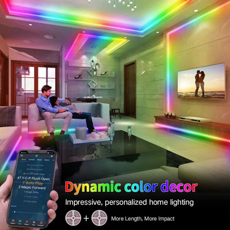 WS2812B Dream LED Strip Lights Bluetooth 5050 DC 12V RGB BCCT RGBW  Dream Color Light Bedroom TV Computer Set+Power Supply