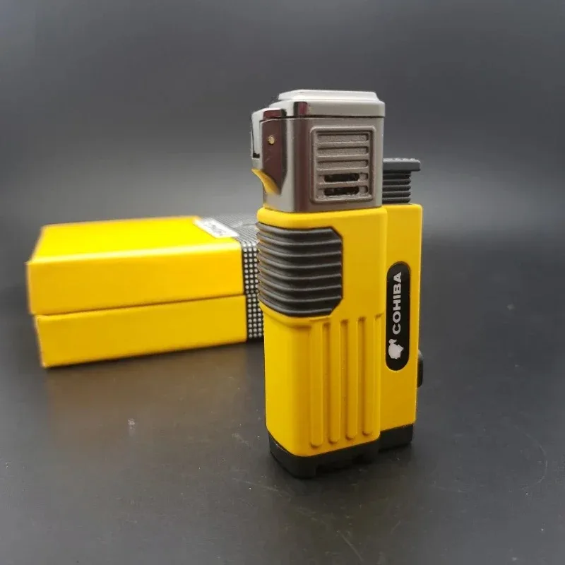 Cohiba Cigar Lighter with Cigar Punch Windproof 3 Nozzles Jet Flame Turbo Butane Lighter Smoking Accessories Men Gift No Butane